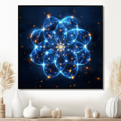 «Galactic Symphony Radiant Cosmic Blue», reproduction d'art géométrique murale