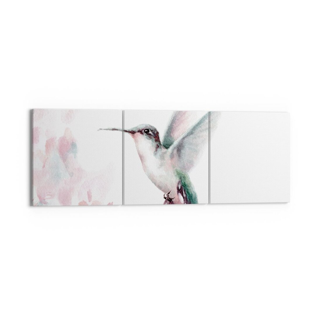 3-tlg. Leinwandbilder-Set Humming-Bird Watercolor Light