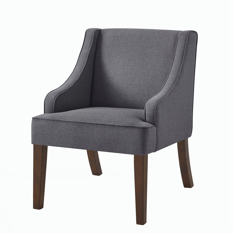Chaise d'appoint Mid-Century moderne, Lin gris foncé