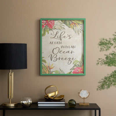 «Life's At Ease», reproduction encadrée - bois massif