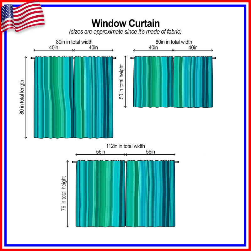 Rideaux de fenêtre à rayures bleues transparentes et obscurcissantes - 2 panneaux, 20in x 60in - 2 panels