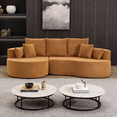 Canapé modulaire incurvé 2 pièces 106 "avec méridienne 106" | Canapé en mousse à haute élasticité semblable au nuage | Aucun assemblage requis | Revêtement Nomad pour salon, appartement ou salon