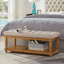 Banc rembourré avec tablette de rangement, repose-pieds capitonné pour entrée de chambre à coucher-131240910