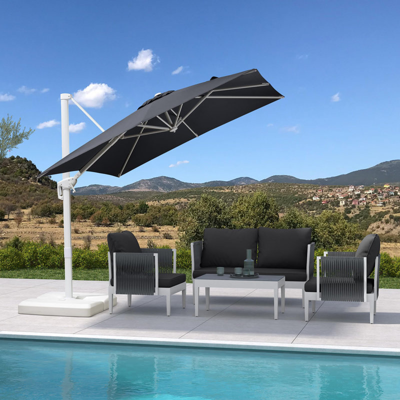 Ronav 10' x 10' Square Cantilever Polyester Umbrella, 10ft x 10ft, Gray