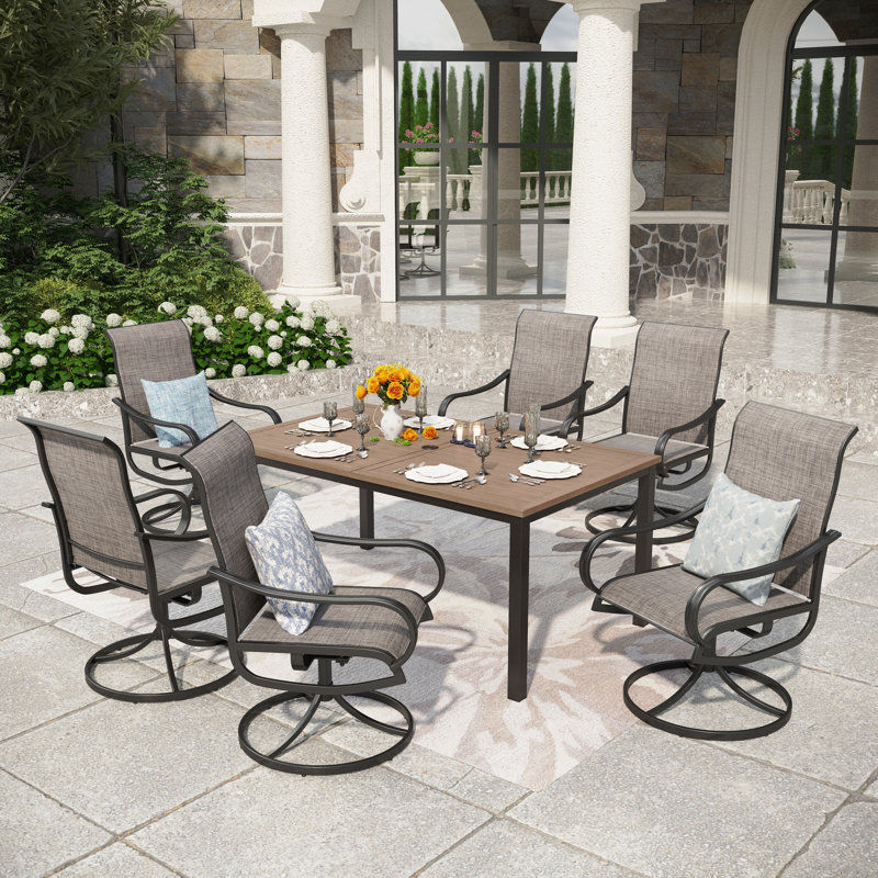 Salem 6 - Person Patio Dining Set with Rectangular Table, 60" L x 36" W x 29" H, Gray