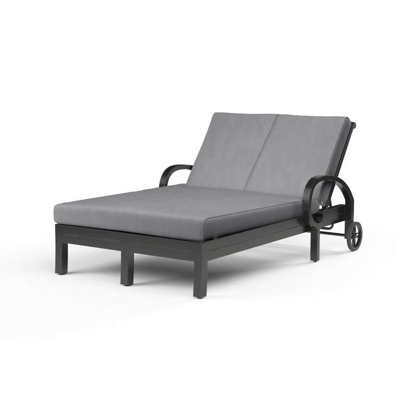 Monterey Outdoor Metal Double Chaise Lounge, Canvas Granite Sunbrella® Canvas