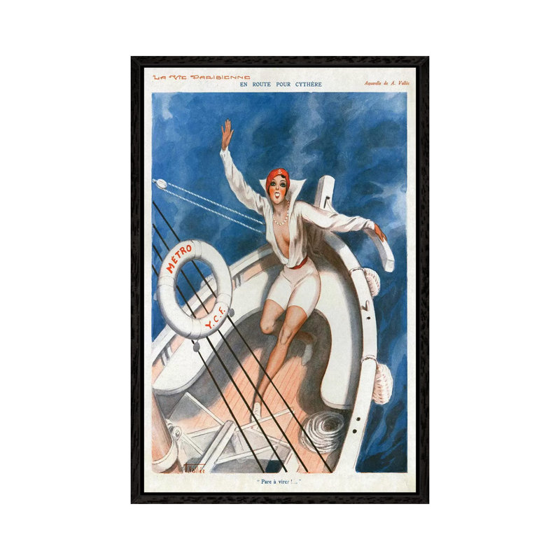 1920s La Vie Parisienne Magazine Plate - Print on Canvas, 66.04 cm H x 45.72 cm W, Black Framed