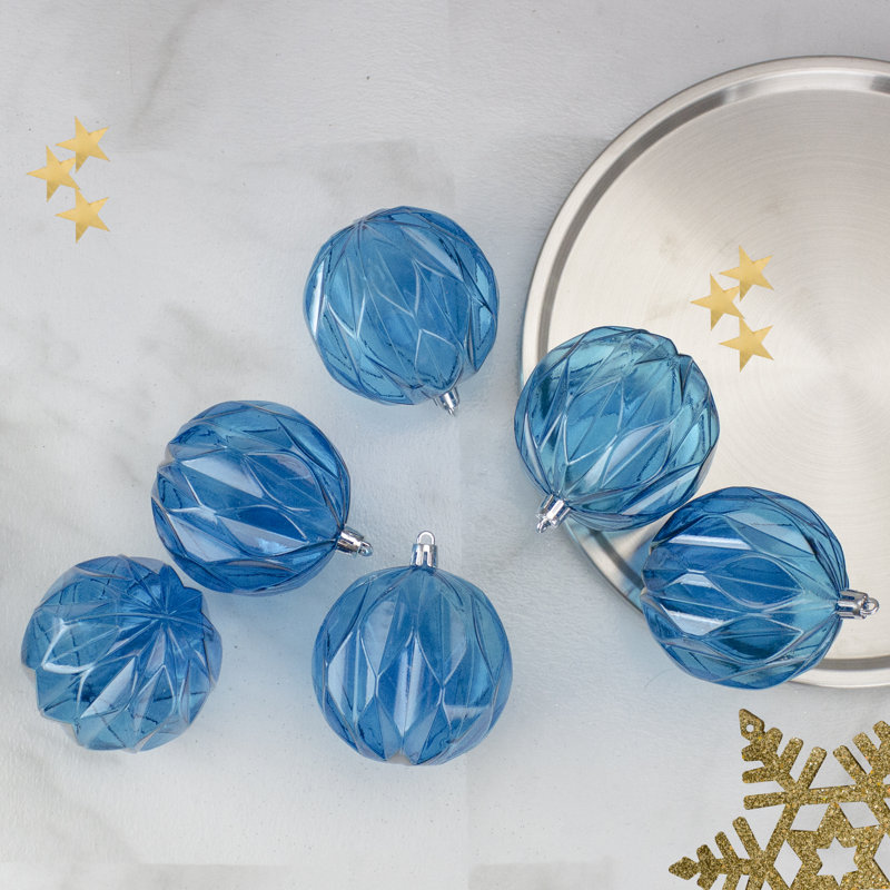 Ornement boule de Noël transparente Rhombus, Bleu