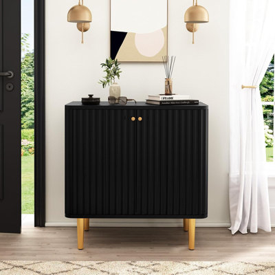 Sideboard Buffet Cabinet With Groove Texture