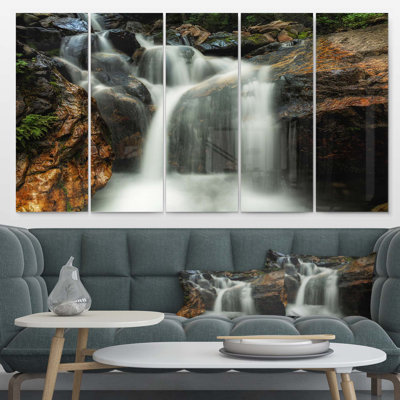 " Slow Motion Waterfall On Rocks " 5 - Pieces