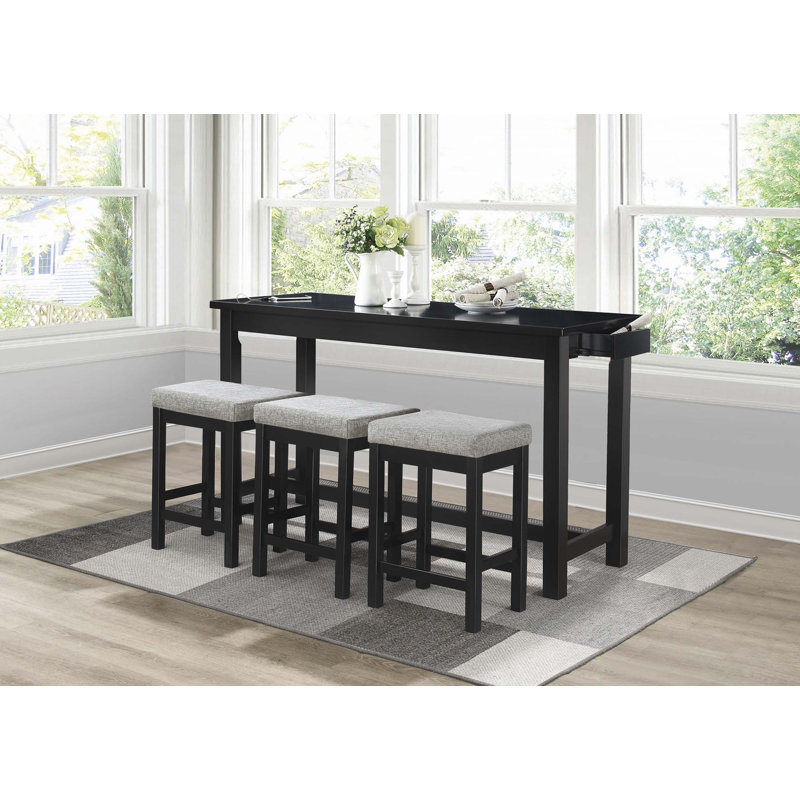 Devault 3 - Person Dining Set, Black
