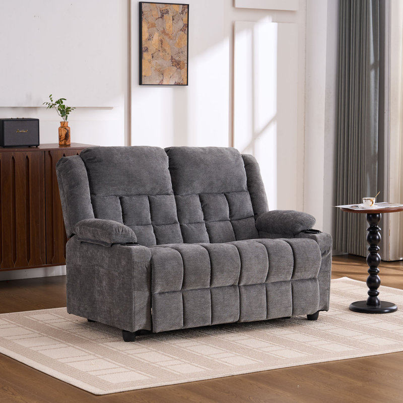 Upholstered Power Recliner, Gris chenille