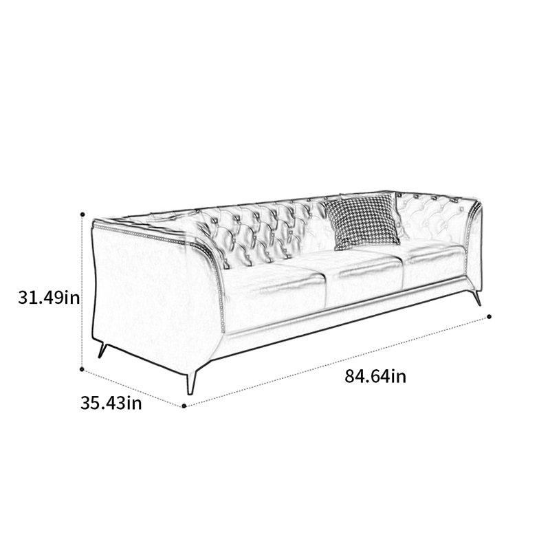 Canapé à lumière droite American American, H 31,49 po x l 84,64 po x P 35,43 po, 3