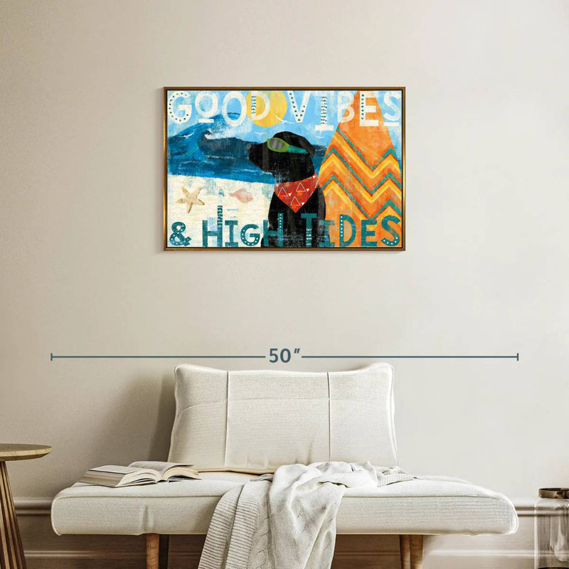Good Vibes II, Cadre flottant doré, 31 po x 21 po
