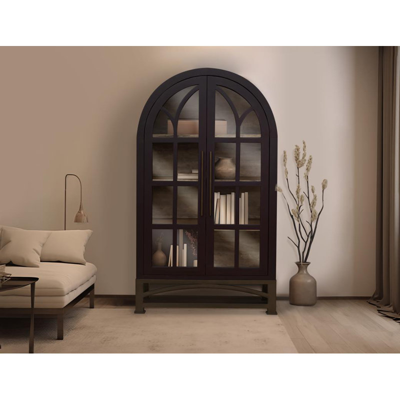 Baskerville 2 Glass Door Cabinet, Red