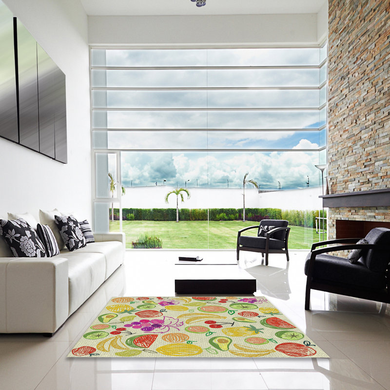 Jaune Tapis décoratif pétillo, Carré 8 pi