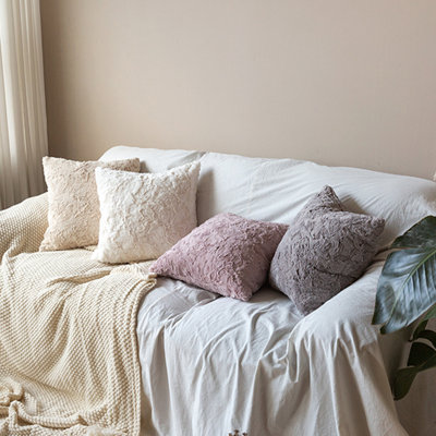 (Covers With Insert) Set of 4 Fluffy Throw Pillows