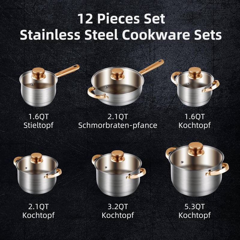 12 - Piece Stainless Steel Cookware Set