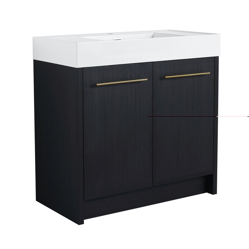 Meuble-lavabo autoportant avec lavabo en résine
