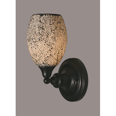Applique murale Rockwood montrée dans une finition noire mate avec verre de fusion noir de 5,5 po