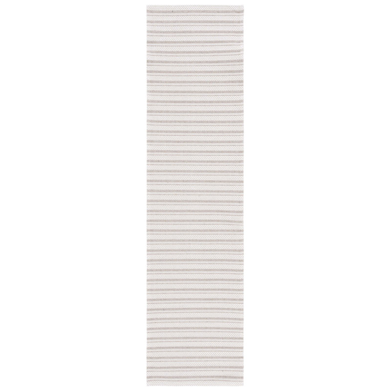 Martha Stewart Cotton Striped Rug in Taupe/Cream, Runner 2' x 8'