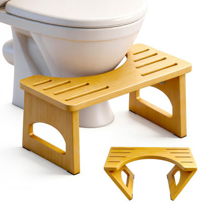 Foldable Toilet Stool, 7 Inch Poop Stool For Bathroom, Bamboo Toilet Stool Squat Adult(Wood)