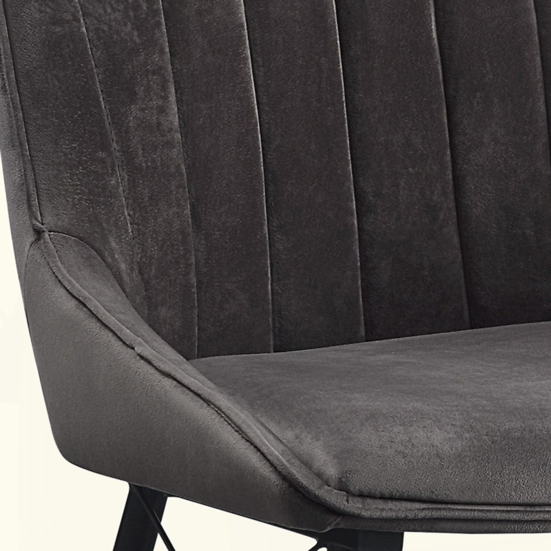 Ensemble de 2 chaises d'appoint Abraham en tissu gris foncé et finition noire