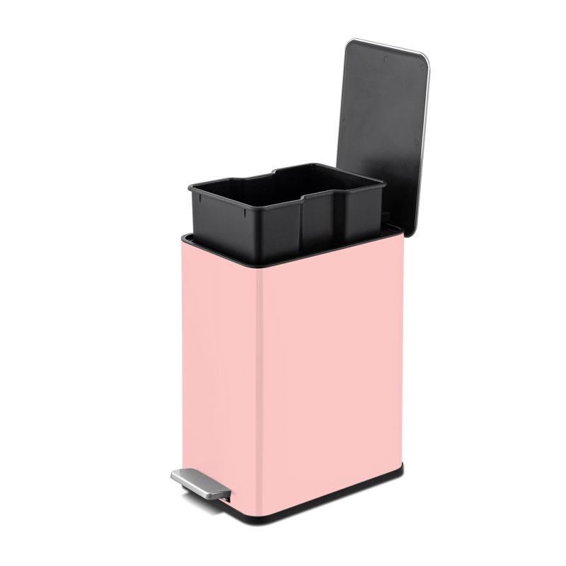 Blush Pink Stainless Steel Pedal Trash Can with Soft Close Lid
