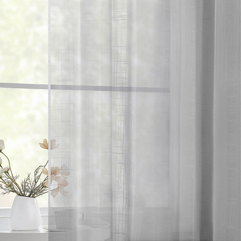 Ensemble de 2 rideaux transparents à plis pincés Twopages, L 26 po x L 96 po, Gris clair