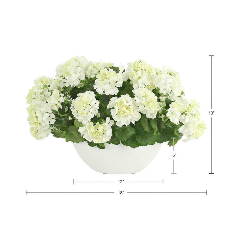 UV Protected Geranium Arrangement In Oblong Vase