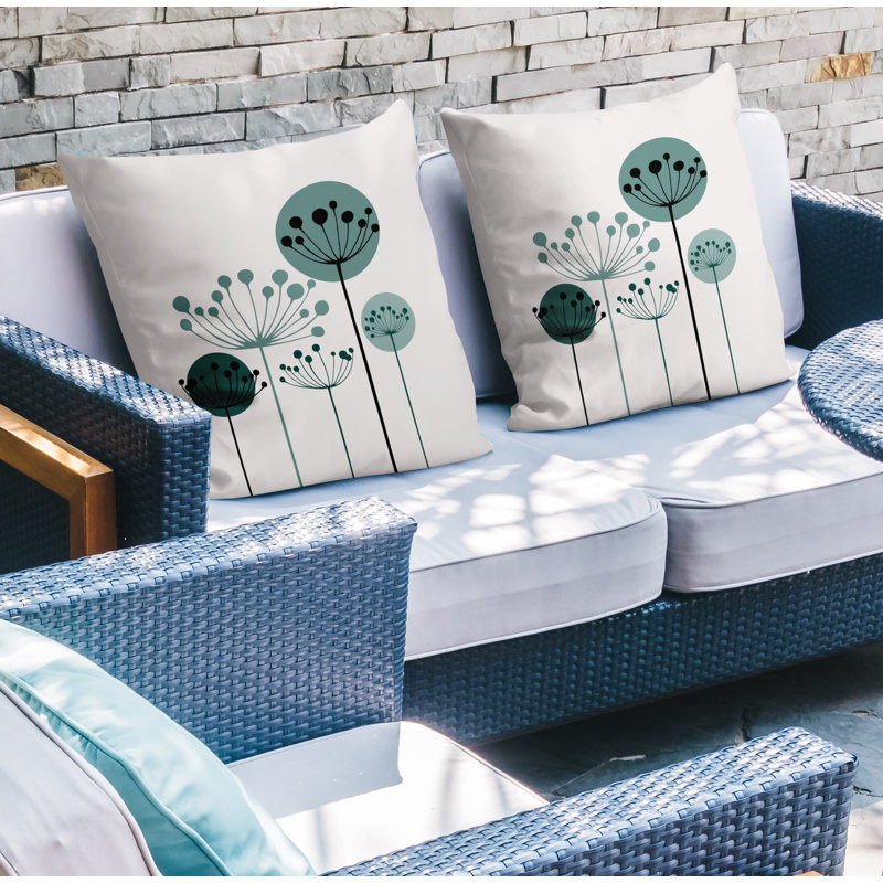 Housse et insert de coussin décoratif intérieur / extérieur en mélange de polyester, L 19 po x H 19 po, Émeraude