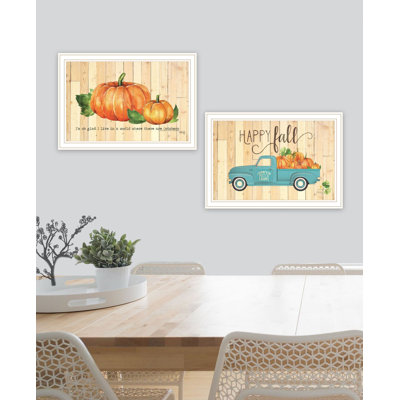 «Happy Fall-August Pumpkins» par August Grove®, art mural encadré pour le salon, reproduction d'art mural pour la maison, art mural de chambre à coucher par Marla Rea
