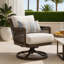 Ensemble de 2 chaises de patio pivotantes Geny, coussin, Sundura gris, osier brun