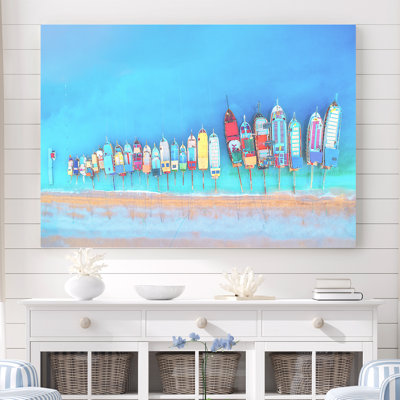 Klag " Colourful Boats In A Row From Above " Painting Print