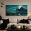 Art mural sur toile, "Ruined Castle Under Full Moon Blue River"-244165388