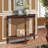 Retro Circular Curved Half-Moon Console Table with Cloud Design Top and Open Shelf Solid Wood Frame and Legs-207327587