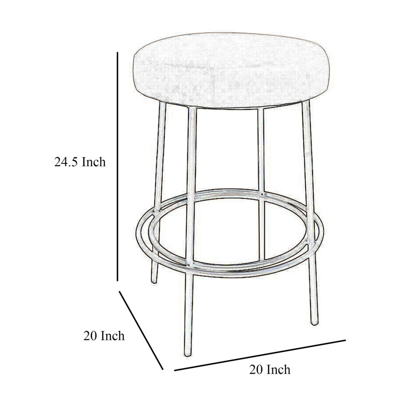Tabouret à hauteur de comptoir Sierra, similicuir, laiton, métal , Gris, Tabouret de bar (siège d’une hauteur de 30 po)