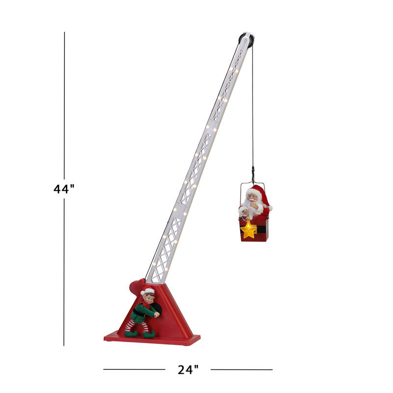 Grue de Noël animée 44 po Magic of Christmas - Père Noël blanc