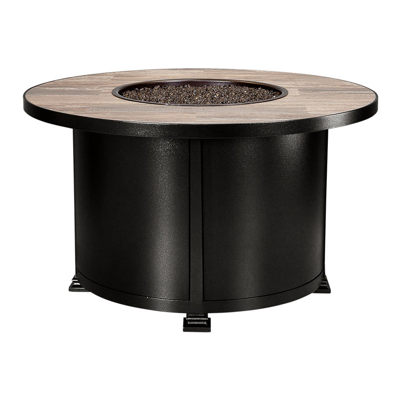 Santorini Iron Outdoor Fire Pit Table, Carbon Black, Venice Beach, 24" H x 42" W x 42" D
