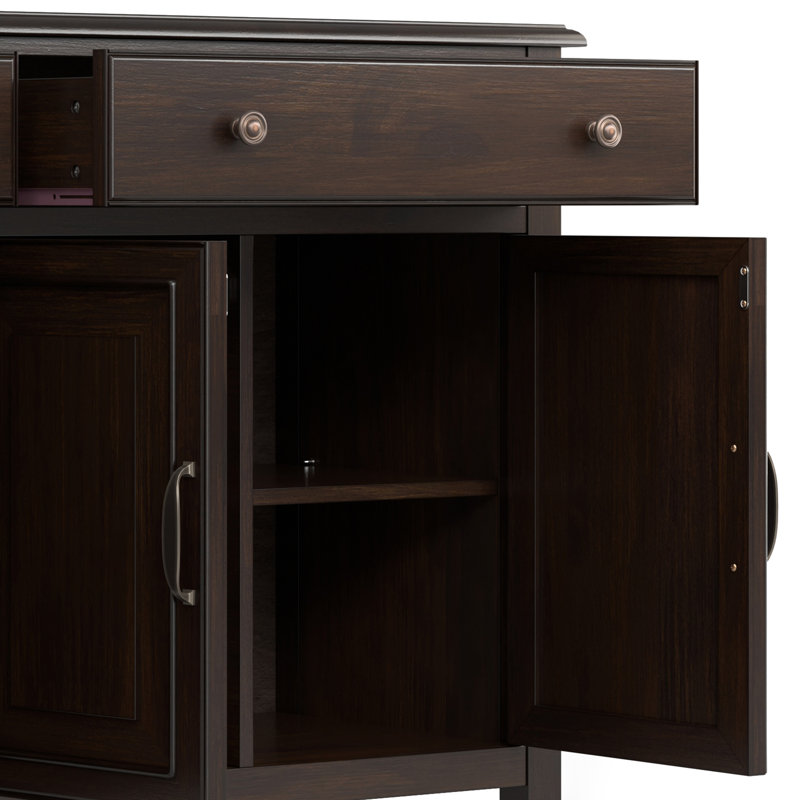 67"W Solid Wood 4-Shelf Sideboard Buffet Storage Cabinet with 2 Drawers
