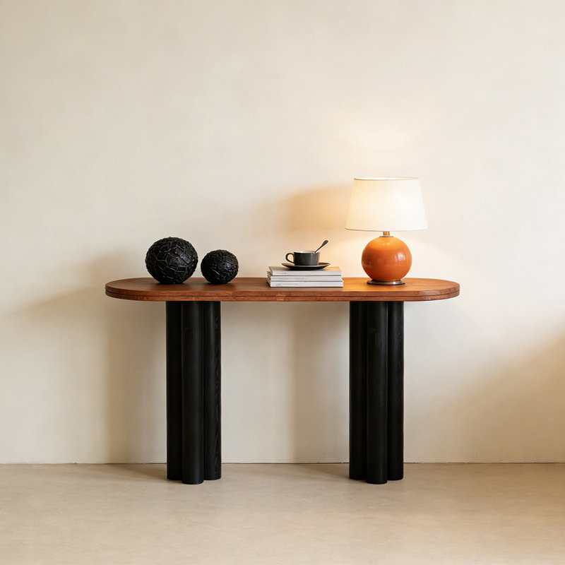Console Retro Minimalist Art, H 33,46 po x l 62,99 po x P 15,75 po, Brun-roux, Noir