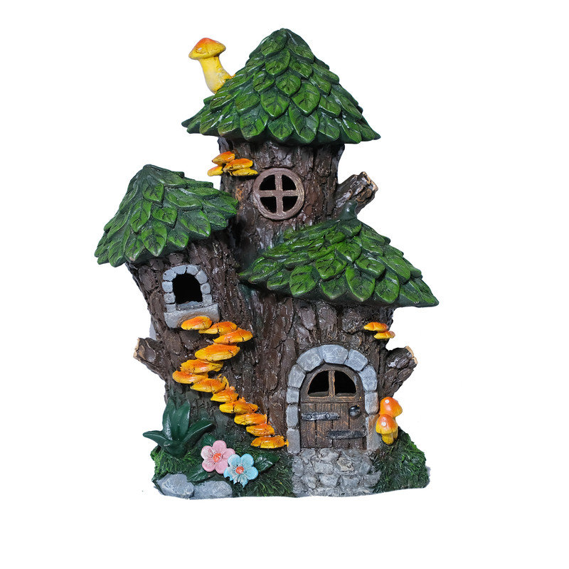 Solar Garden Outdoor Tree house Statues  Waterproof Lawn Decor Patio Yard Ornament Gifts for Housewarming