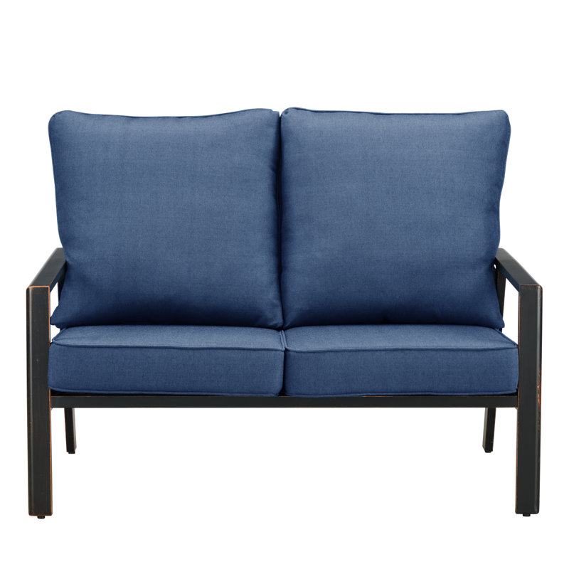 53.15'' Wide Straight Aluminum Loveseat with Cushions, Blue