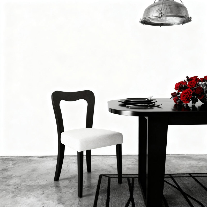  Ensemble de 2 chaises de salle à manger sans accoudoirs, Marron foncé, Beige