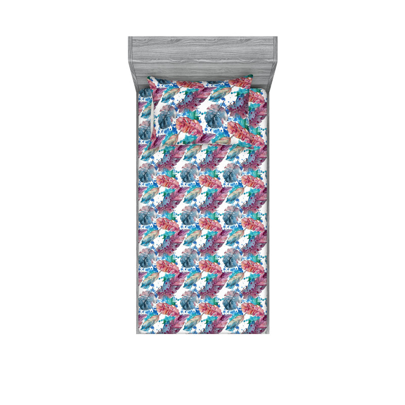 Drap-housse et taie décorative Ambesonne, Ensemble de draps pour lit simple avec 1 taie d'or