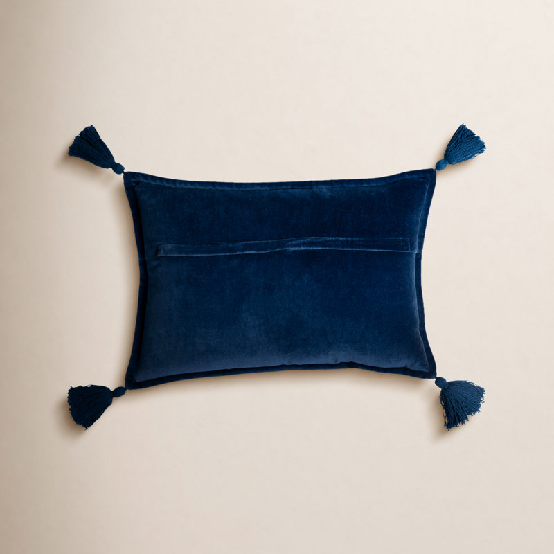 Norwin Tassels Cotton Throw Pillow, Dark Blue, Pillow Cover Only - No Insert
