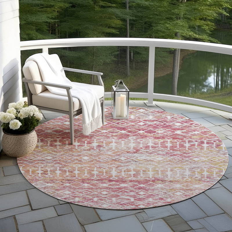 Tapis intérieur / extérieur rose Calandria, 8 pi x 8 pi