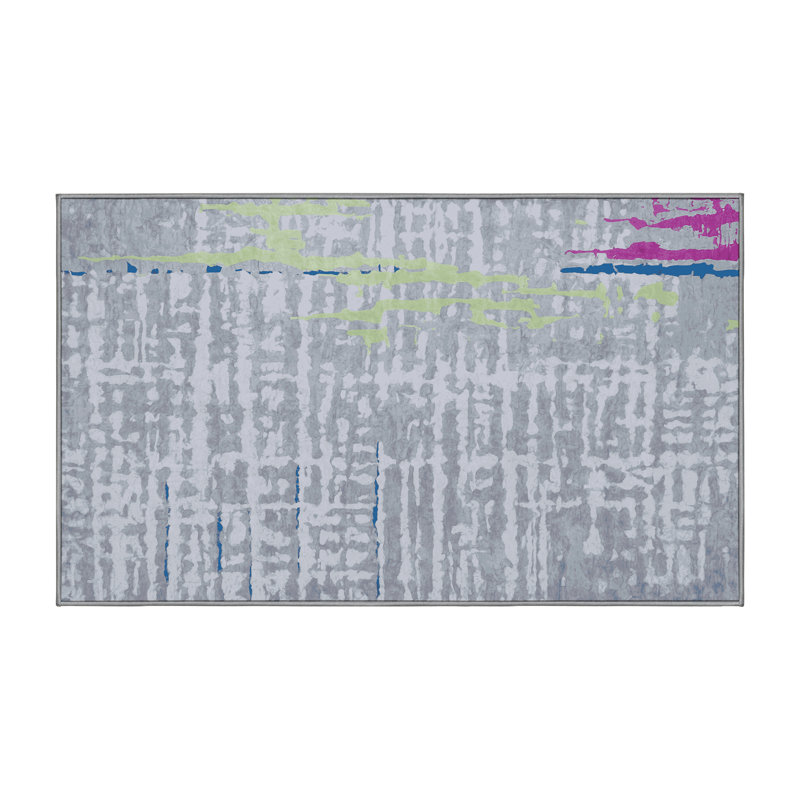 Machine Washable Gray Area Rug, Rectangle 8' x 10'