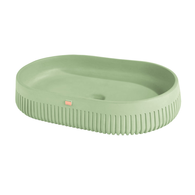 Papua Oval Concrete Vessel Sink, Ceiba Green