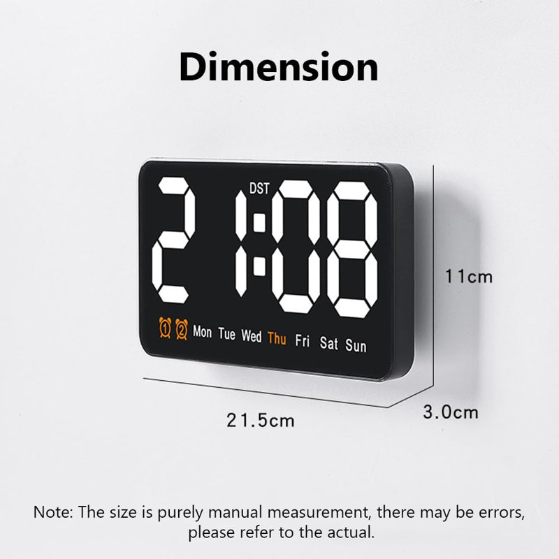 Digital Electric Alarm Tabletop Clock, White
